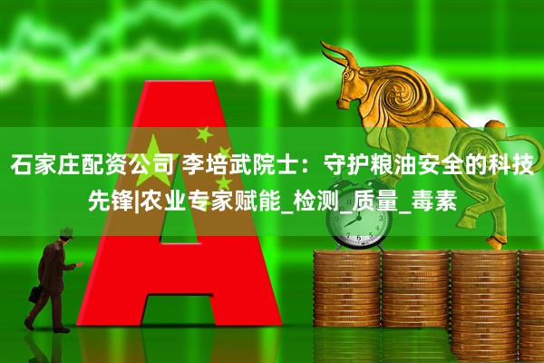 石家庄配资公司 李培武院士：守护粮油安全的科技先锋|农业专家赋能_检测_质量_毒素